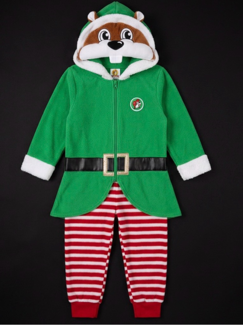 Buc-ee’s Beaver Elf Costume Christmas Holiday Outfit Kids XS/S 4/5 Union Suit
